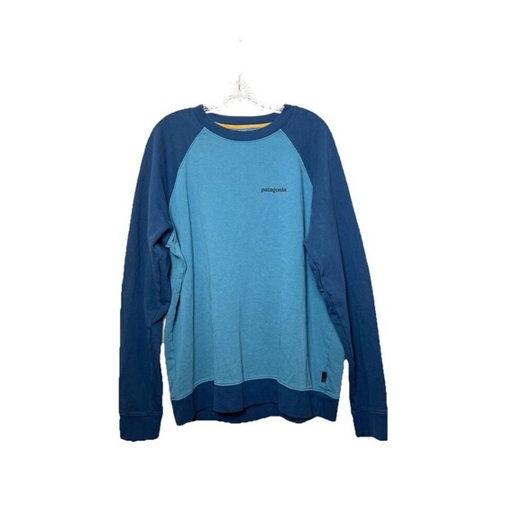 Patagonia M's P6 Logo Organic Crew Terry Sweatshirt Blue Size‎ L Hiking ECO - Picture 1 of 7